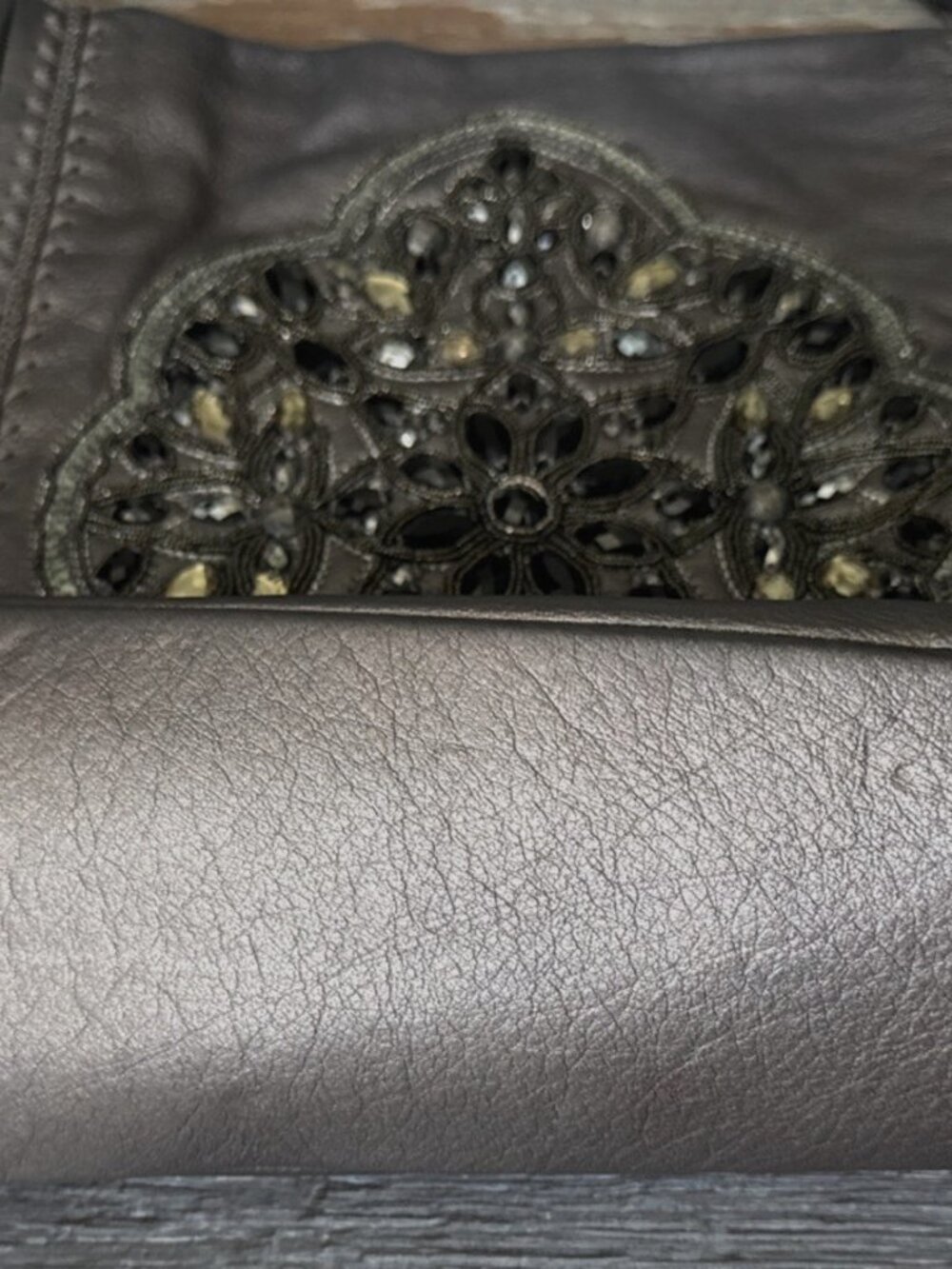Brighton Anju Bag Masterpiece Collection Pewter Purse Hobo Leather Embellished - Picture 4 of 14